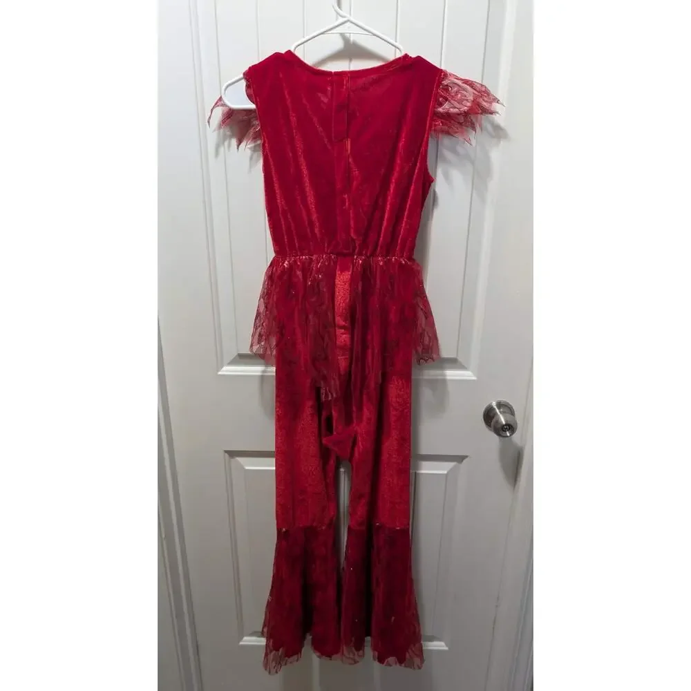 Spirit Halloween Kids Diva Devil Red Flared Jumpsuit Costume Size L
